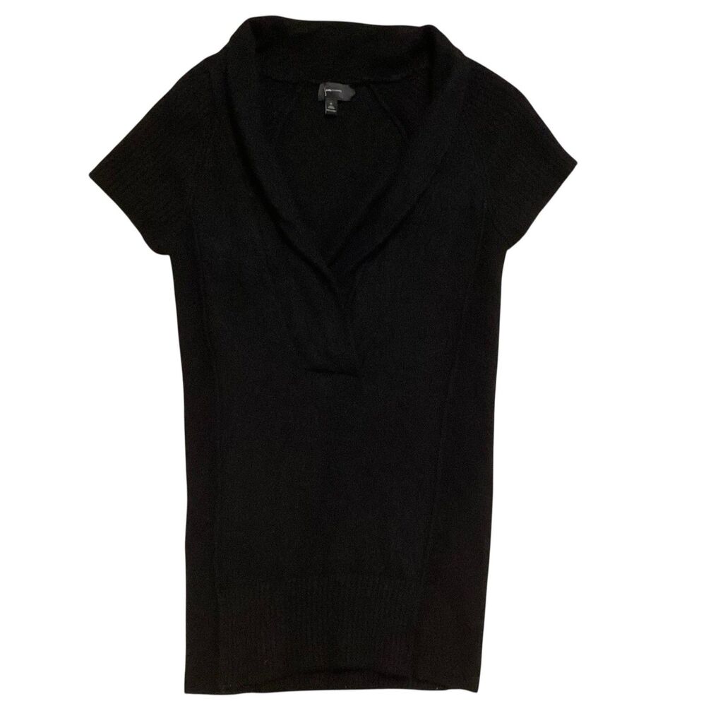 Aqua Women's Cashmere Black Short Sleeve Sweater Size S Wardrobe Staple Capsule